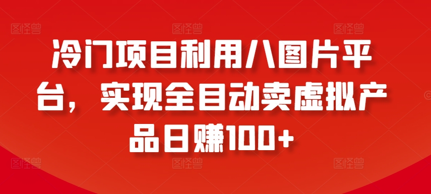 冷门项目利用八图片平台，实现全目动卖虚拟产品日赚100+【揭秘】-第一资源库