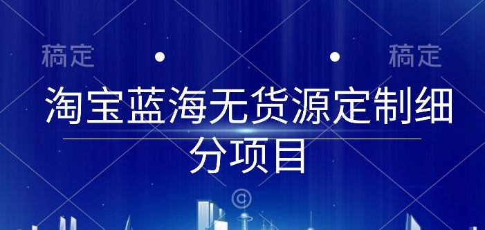 淘宝蓝海无货源定制细分项目，从0到起店实操全流程【揭秘】-第一资源库