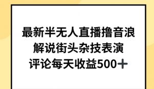 最新半无人直播撸音浪，解说街头杂技表演，平均每天收益500+【揭秘】-第一资源库