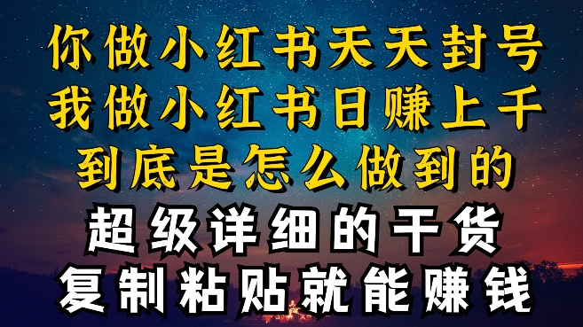 都知道小红书能引流私域变现,可为什么我能一天引流几十人变现上千,但你却频频封号违规被限流【揭秘】-第一资源库