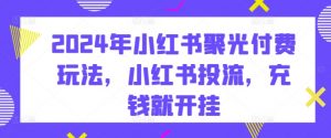 2024年小红书聚光付费玩法,小红书投流,充钱就开挂-第一资源库