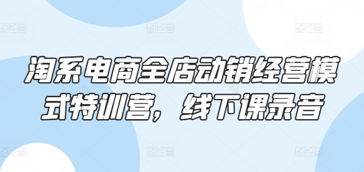 淘系电商全店动销经营模式特训营,线下课录音-第一资源库
