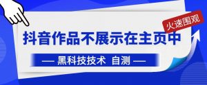 抖音黑科技:抖音作品不展示在主页中【揭秘】-第一资源库