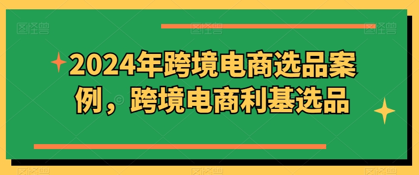2024年跨境电商选品案例,跨境电商利基选品-第一资源库