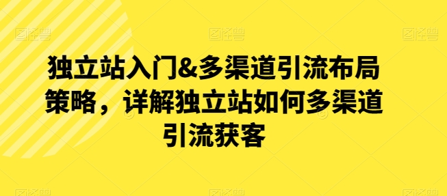 独立站入门&多渠道引流布局策略,详解独立站如何多渠道引流获客-第一资源库