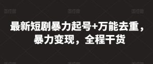 最新短剧暴力起号+万能去重，暴力变现，全程干货【揭秘】-第一资源库