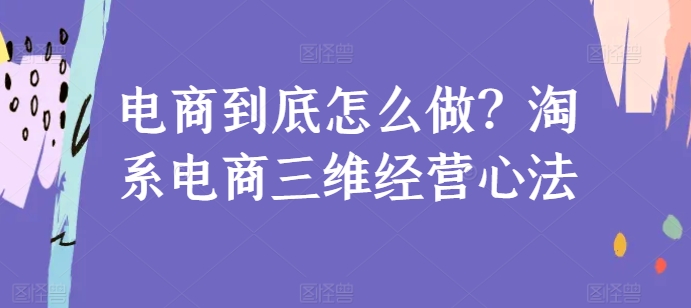 电商到底怎么做?淘系电商三维经营心法-第一资源库