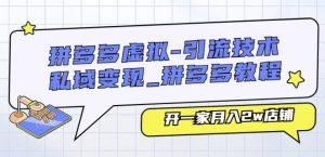拼多多虚拟-引流技术与私域变现_拼多多教程:开一家月入2w店铺-第一资源库