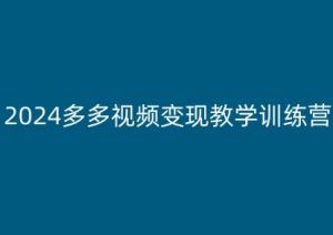 2024多多视频变现教学训练营,新手保姆级教程,适合新手小白-第一资源库