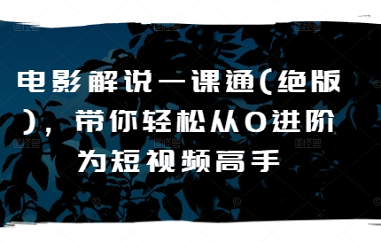 电影解说一课通(绝版),带你轻松从0进阶为短视频高手-第一资源库