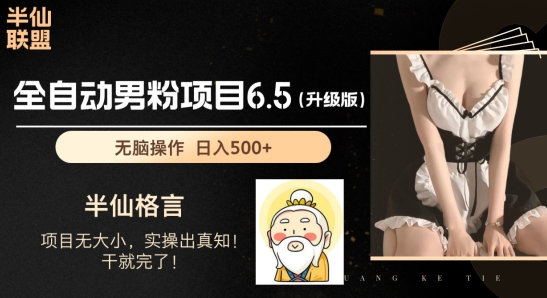 男粉项目6.5升级版,全自动男粉项目,日收入1K+【揭秘】-第一资源库