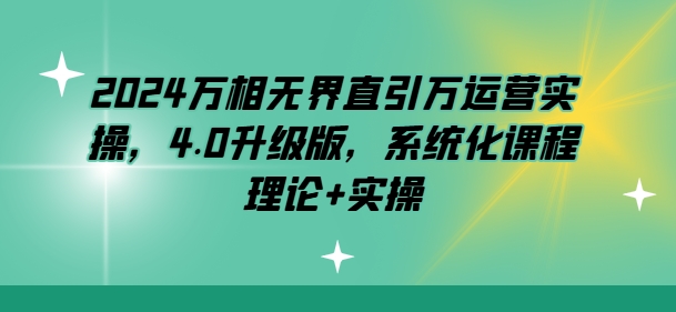 2024万相无界直引万运营实操,4.0升级版,系统化课程 理论+实操-第一资源库