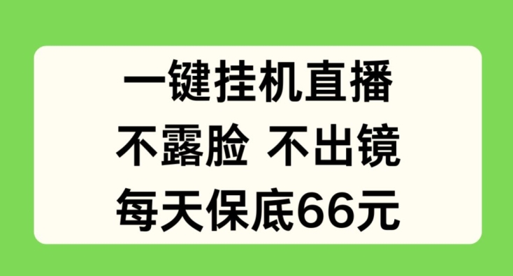 一键挂JI直播，不露脸不出境，每天保底66元【揭秘】-第一资源库