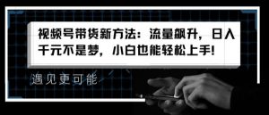 视频号带货新方法：流量飙升，日入千元不是梦，小白也能轻松上手【揭秘】-第一资源库