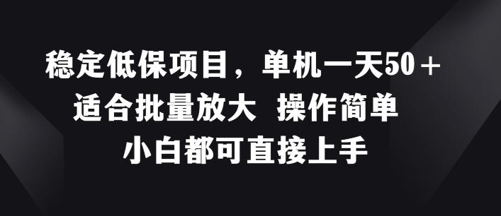 稳定低保项目,单机一天50+适合批量放大 操作简单 小白都可直接上手【揭秘】-第一资源库