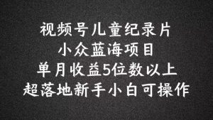2024蓝海项目视频号儿童纪录片科普,单月收益5位数以上,新手小白可操作【揭秘】-第一资源库
