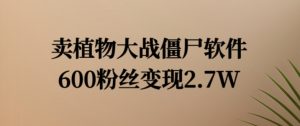 卖植物大战僵尸软件，600粉丝变现2.7W【揭秘】-第一资源库