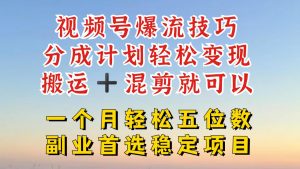 视频号分成最暴力赛道,几分钟出一条原创,最强搬运+混剪新方法,谁做谁爆【揭秘】-第一资源库