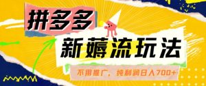 拼多多最新薅流玩法,无需开车推广,纯靠自然流吃饭-单纯赚50+利润,日入700+【揭秘】-第一资源库
