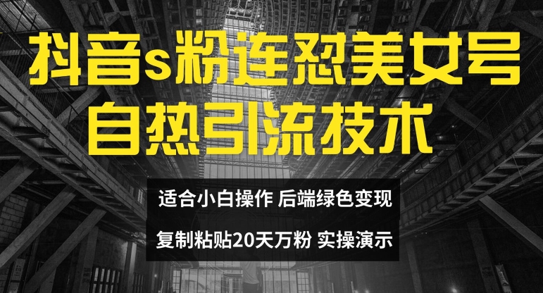 抖音s粉连怼美女号自热引流技术复制粘贴，20天万粉账号，无需实名制，矩阵操作【揭秘】-第一资源库