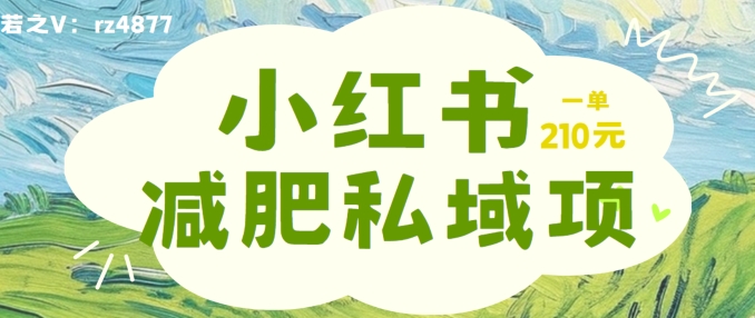 小红书减肥粉，私域变现项目，一单就达210元，小白也能轻松上手【揭秘】-第一资源库
