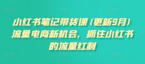 小红书笔记带货课(更新9月)流量电商新机会,抓住小红书的流量红利-第一资源库