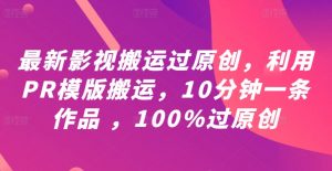 最新影视搬运过原创，利用PR模版搬运，10分钟一条作品 ，100%过原创【教程+PR模板】-第一资源库