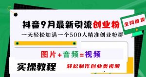 抖音9月最新引流创业粉,轻松制作创业类视频,一天轻松加满一个500人精准创业粉群【揭秘】-第一资源库