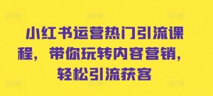 小红书运营热门引流课程,带你玩转内容营销,轻松引流获客-第一资源库