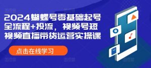 2024蝴蝶号零基础起号全流程+投流,视频号短视频直播带货运营实操课-第一资源库