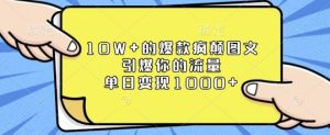 10W+的爆款疯颠图文,引爆你的流量,单日变现1k【揭秘】-第一资源库