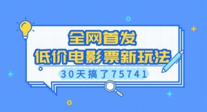 全网首发，低价电影票新玩法，已有人30天搞了75741【揭秘】-第一资源库