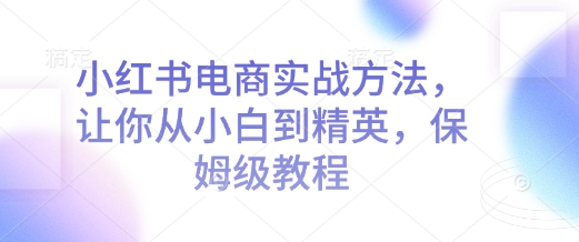 小红书电商实战方法,让你从小白到精英,保姆级教程-第一资源库