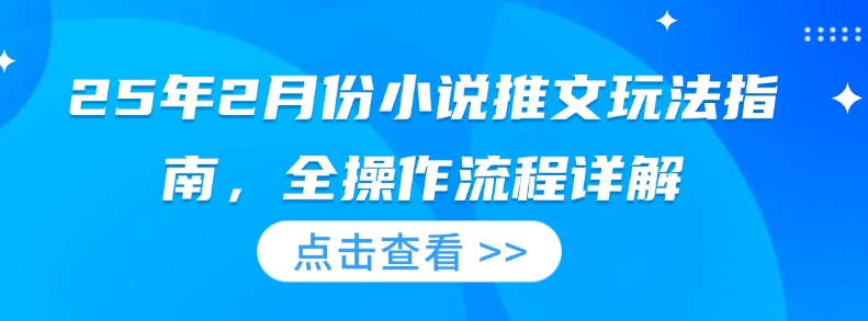 25年2月份小说推文玩法指南,全操作流程详解-第一资源库