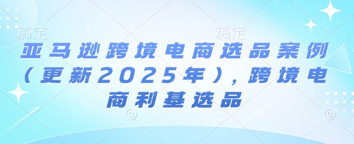 亚马逊跨境电商选品案例(更新2025年2月)，跨境电商利基选品-第一资源库