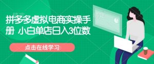 拼多多虚拟电商实操手册 小白单店日入3位数-第一资源库