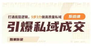 引爆私域成交力系统课，打通底层逻辑，5步3力做高质量私域-第一资源库