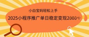 2025小程序推广单日稳定变现多张,一部手机即可操作,小白宝妈轻松上手【揭秘】-第一资源库