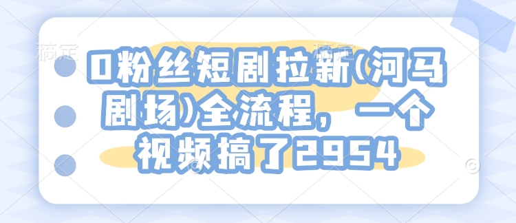 0粉丝短剧拉新(河马剧场)全流程,一个视频搞了2954-第一资源库