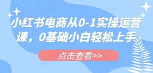 小红书电商从0-1实操运营课,0基础小白轻松上手-第一资源库