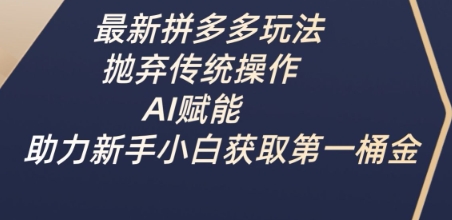 最新拼多多玩法,抛弃传统操作,AI赋能,助力新手小白获取第一桶金-第一资源库