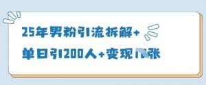 25年男粉引流拆解+单日引200人+变现多张-第一资源库