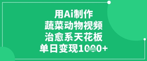 用Ai制作蔬菜动物视频，治愈系天花板，单日变现1k-第一资源库