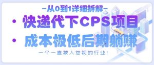 从0到1详细拆解快递代下CPS项目,一个一直被人忽视的行业!-第一资源库
