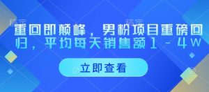 重回即颠峰,男粉项目重磅回归,平均每天销售额1-4W-第一资源库