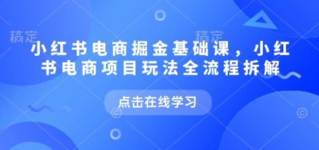小红书电商掘金课,小红书电商项目玩法全流程拆解(更新5月)-第一资源库
