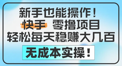 新手也能操作,快手零撸挣米,轻松每天挣2-5张,完全无成本-第一资源库