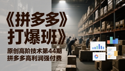 《拼多多打爆班》原创高阶技术第44期,拼多多高利润强付费-第一资源库