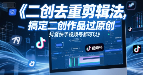 短视频二创去重剪辑法,搞定二创作品过原创,抖音快手视频号都可以-第一资源库