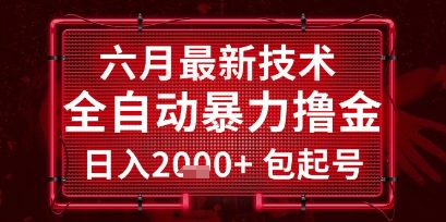 六月最新技术全自动暴力撸金，稳定日入2k+包起号，长期稳定【揭秘】-第一资源库
